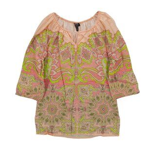 ESCADA SPORT paisley Boho Blouse Tunic Top 100% Cotton Size 34